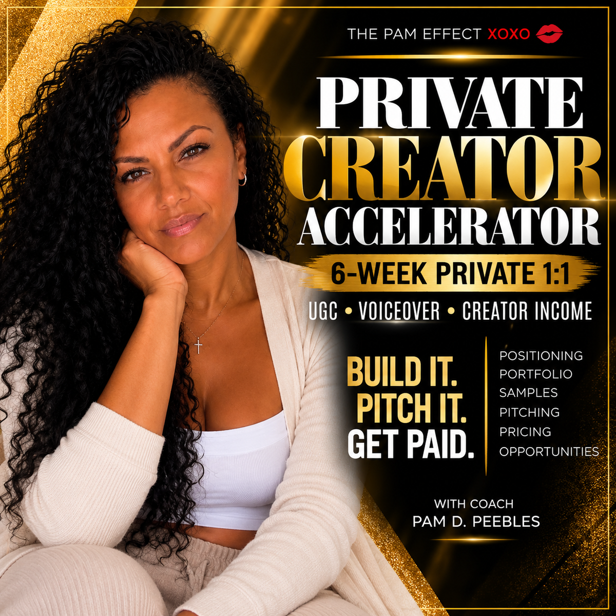 Build & Launch Your UGC + Voiceover Creator Business With Coach Pam In A Private 6-Week Accelerator. Get Personalized Strategy, Positioning, Portfolio, Pitches, Pricing & Support.